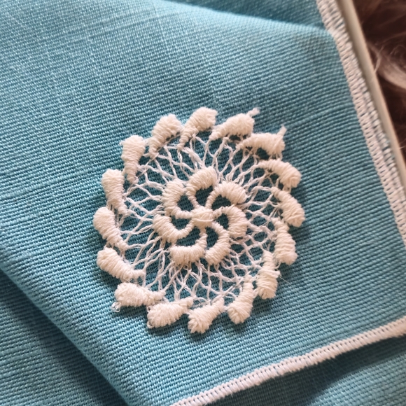 Vintage 1960s Lady Cristina Luxury Place Mat Set- aqua - Picture 8 of 16